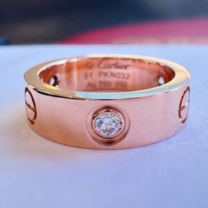 Cartier LOVE RING 3 DIAMONDS classic model 0.22CTW 18k rose gold size 51 full se